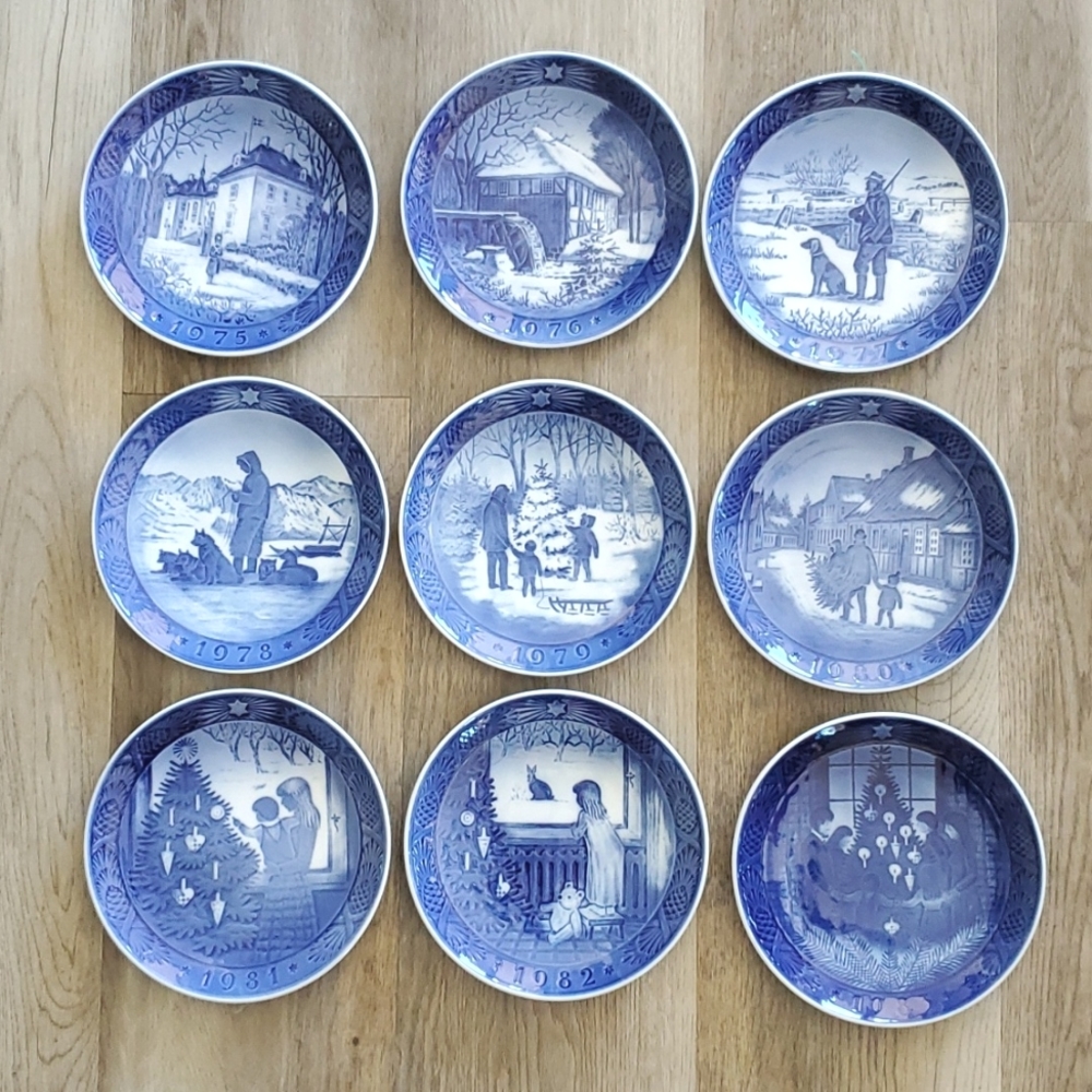Royal Copenhagen Denmark Collector Christmas Plates 1975-1983